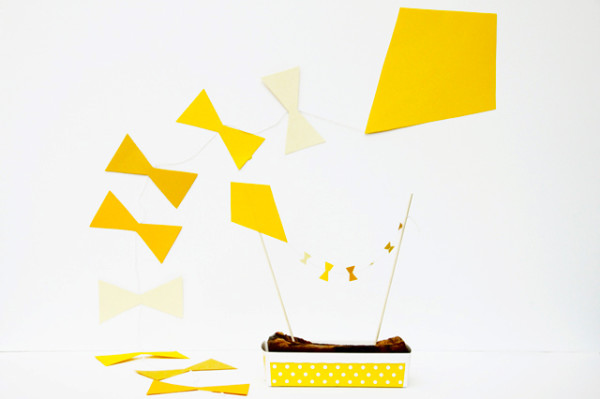 DIY Yellow Kite Garland and Cake Topper