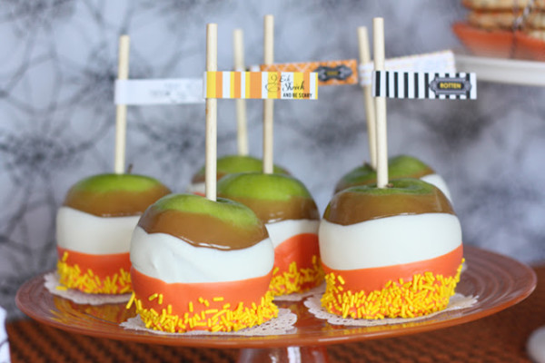 Candy Corn Caramel Apples Candy Corn Caramel Apples