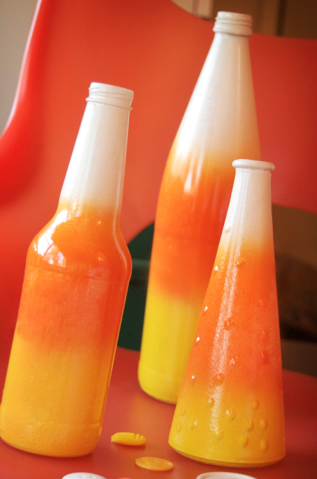 DIY Candy Corn Painted Bottles DIY Candy Corn Painted Bottles