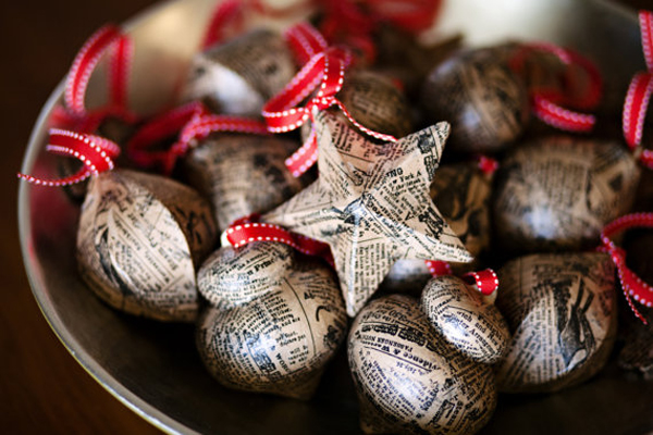Newspaper Christmas Ornaments by Tuck and Bonte Newspaper Christmas Ornaments by Tuck and Bonte