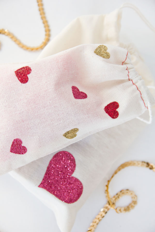 DIY Glitter Heart Bags for Valentines