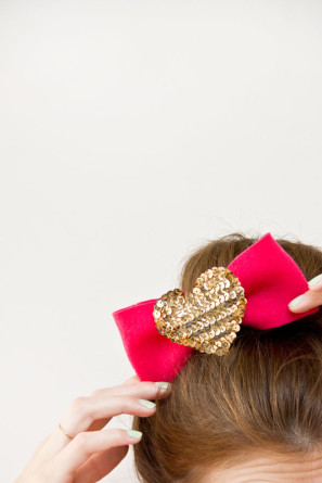 DIY Sequin Heart Bows