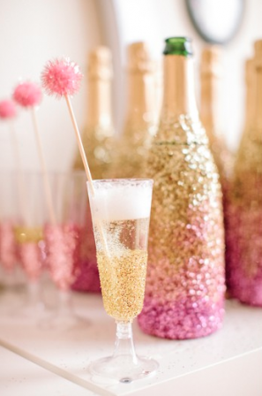 Gold Glitter Champagne Glasses