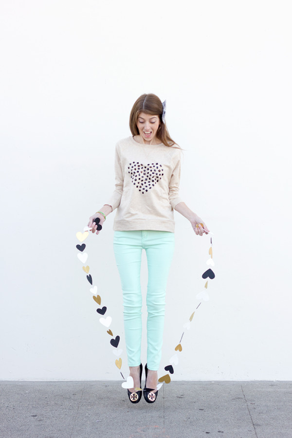 DIY Jeweled Heart Sweatshirt
