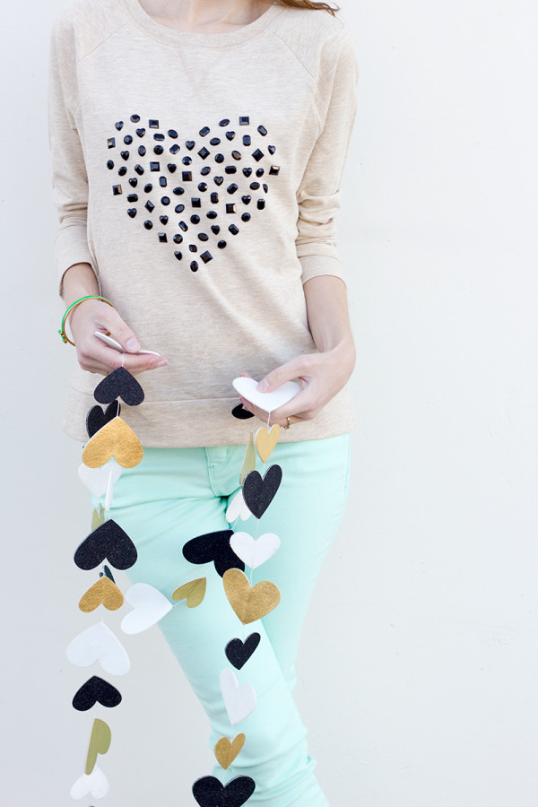 DIY Jeweled Heart Sweatshirt
